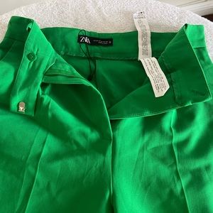 Zara Green Wide leg Pant ,New